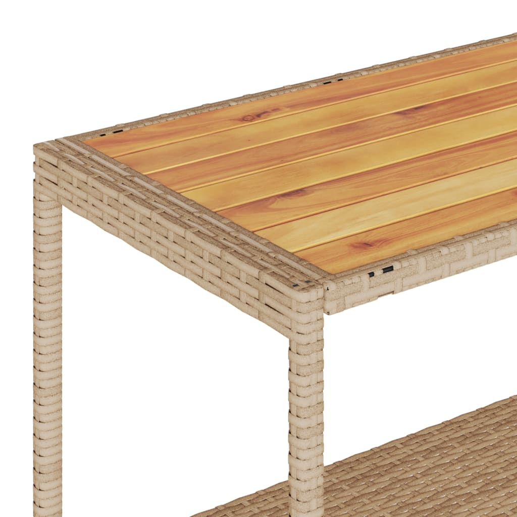 Τρόλεϊ Μπαρ 3 Επιπέδων Μπεζ Συνθετικό Ρατάν/ Μασίφ Ξύλο Ακακίας 9