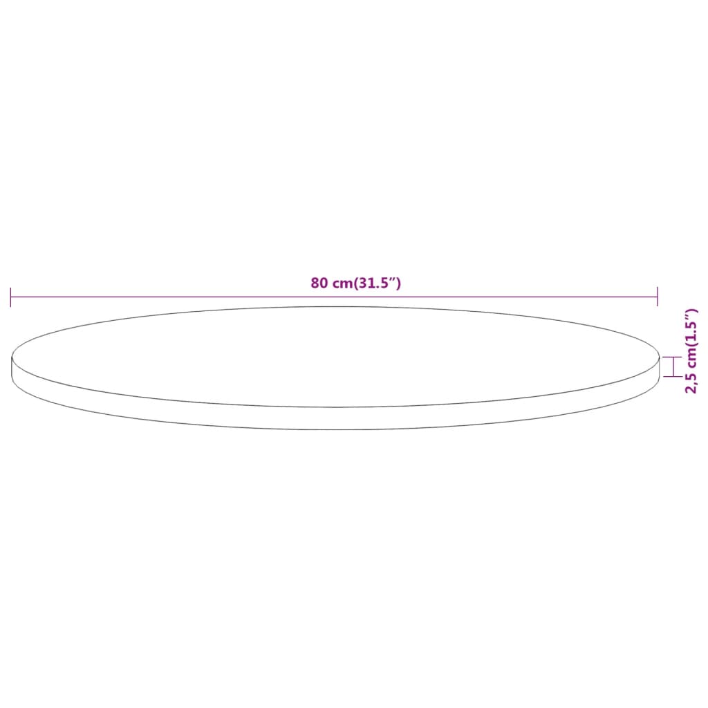 Επιφάνεια Τραπεζιού Στρογγυλή Ø80x2,5 εκ. Μασίφ Ξύλο Ακακίας 8