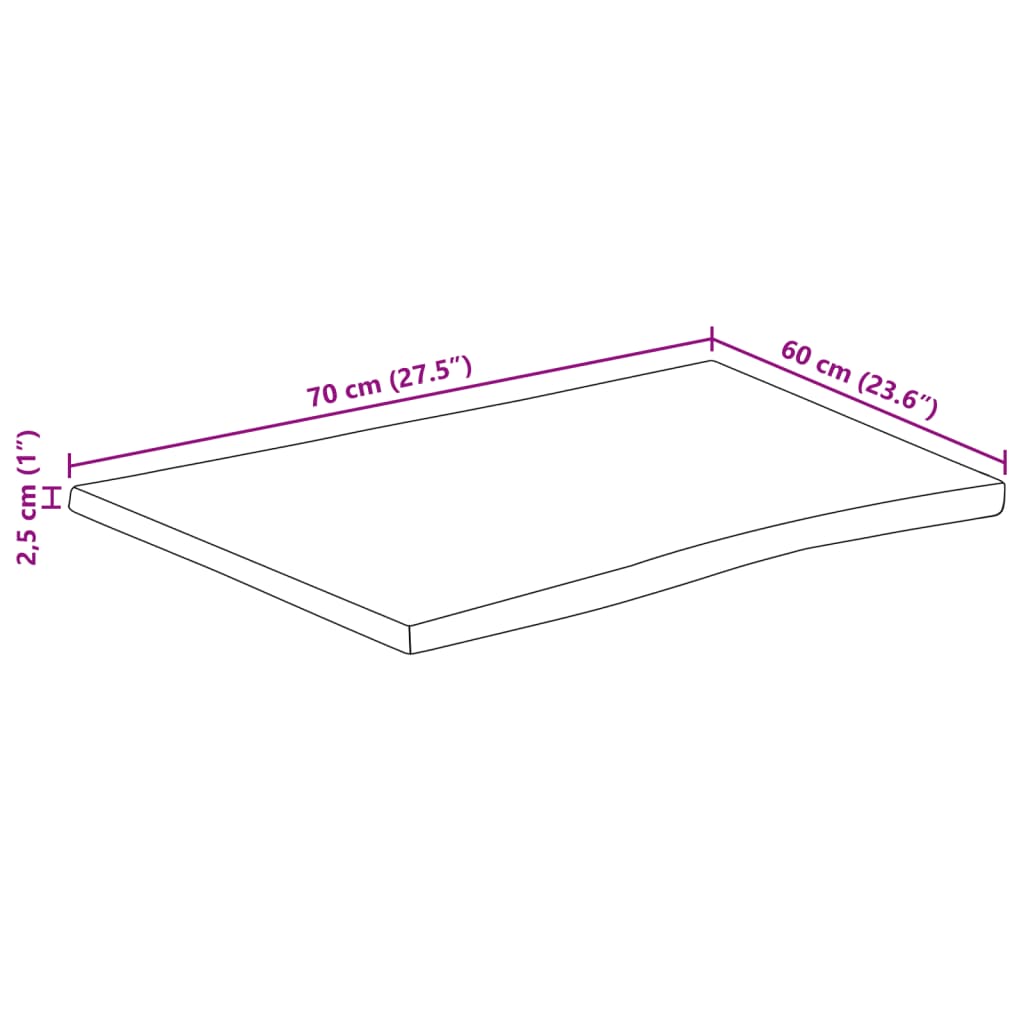 Επιφάνεια Τραπεζιού 70x60x2,5 εκ. Live Edge Μασίφ Ξύλο Μάνγκο 9