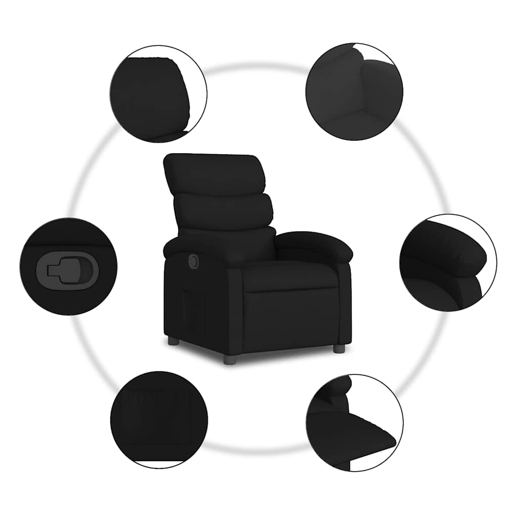 Πολυθρόνα Ανακλινόμενη Μαύρη Υφασμάτινη 8