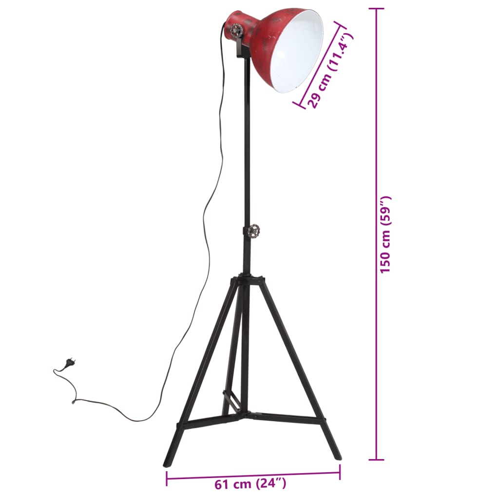 Φωτιστικό Δαπέδου 25 W Αντικέ Κόκκινο 61x61x90/150 εκ. Ε27 11