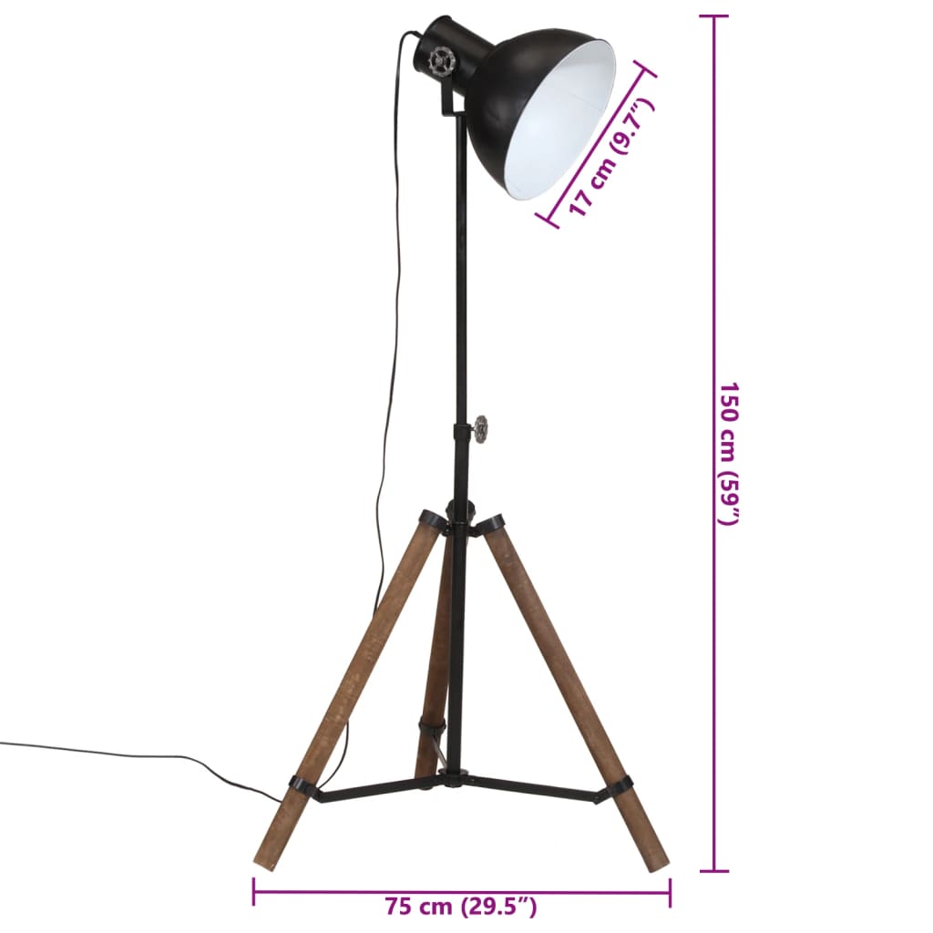 Φωτιστικό Δαπέδου 25 W Μαύρο 75x75x90-150 εκ. E27 11