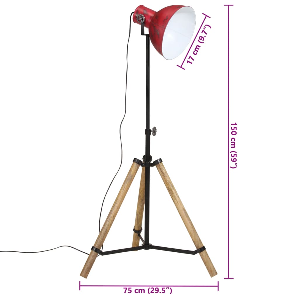 Φωτιστικό Δαπέδου 25 W Αντικέ Κόκκινο 75x75x90-150 εκ. Ε27 11
