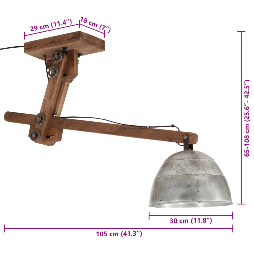 Φωτιστικό Οροφής 25 W Vintage Ασημί 105x30x65-108 εκ. Ε27 8
