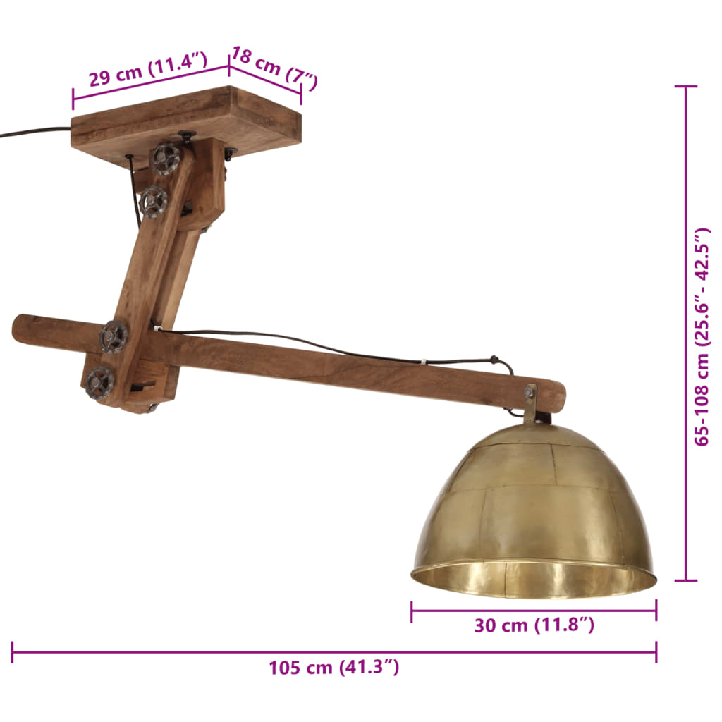 Φωτιστικό Οροφής 25 W Αντικέ Ορείχαλκος 105x30x65-108 εκ. Ε27 8