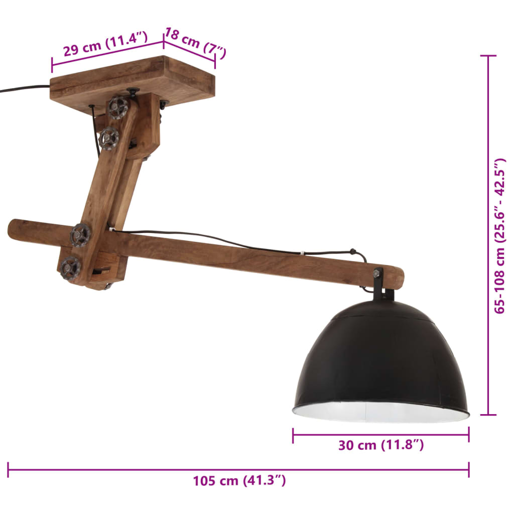 Φωτιστικό Οροφής 25 W Μαύρο 105x30x65-108 εκ. Ε27 8