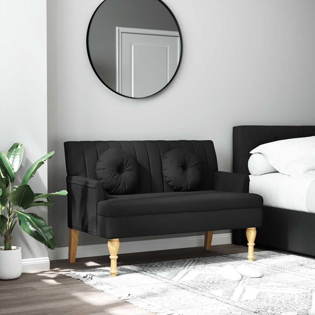 Παγκάκι Μαύρο 113 x 64,5 x 75,5 εκ. Υφασμάτινο με Μαξιλάρια 1