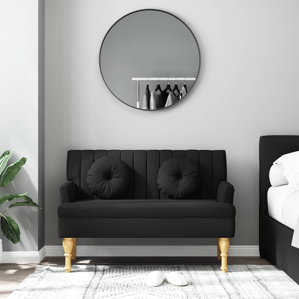 Παγκάκι Μαύρο 113 x 64,5 x 75,5 εκ. Υφασμάτινο με Μαξιλάρια 3