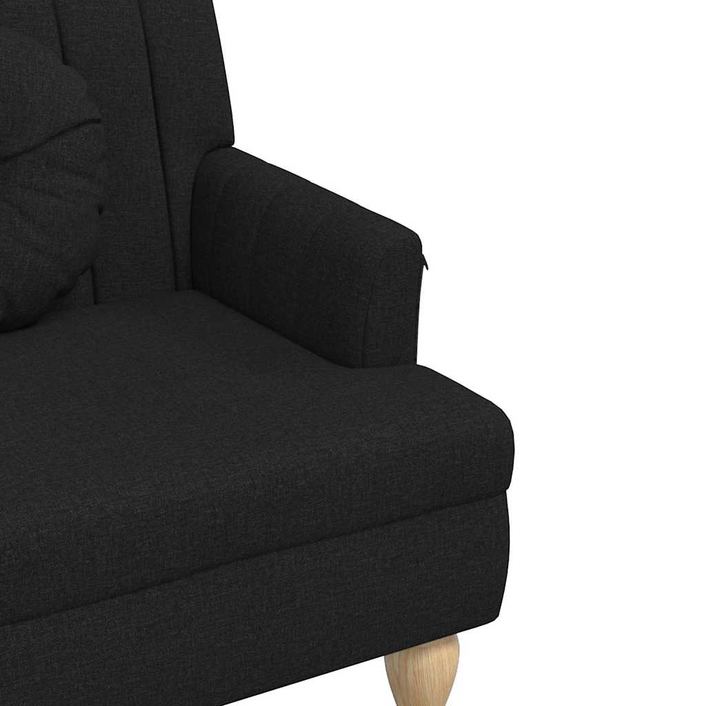 Παγκάκι Μαύρο 113 x 64,5 x 75,5 εκ. Υφασμάτινο με Μαξιλάρια 7