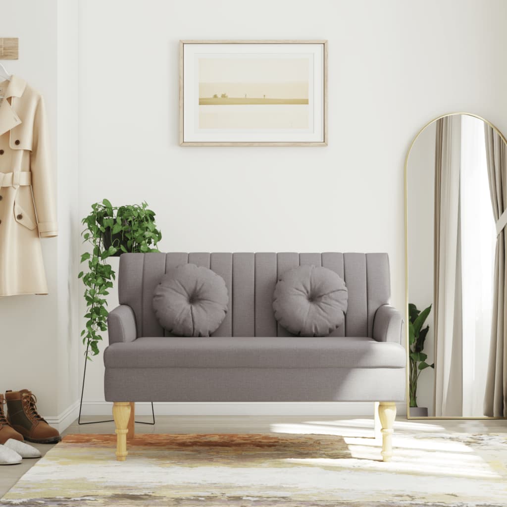 Παγκάκι Taupe 113 x 64,5 x 75,5 εκ. Υφασμάτινο με Μαξιλάρια 1