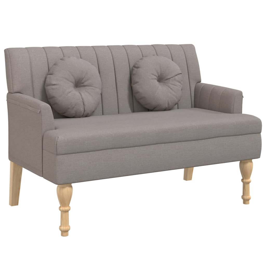 Παγκάκι Taupe 113 x 64,5 x 75,5 εκ. Υφασμάτινο με Μαξιλάρια 2