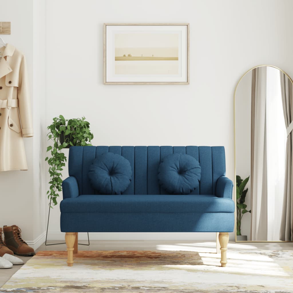 Παγκάκι Μπλε 113 x 64,5 x 75,5 εκ. Υφασμάτινο με Μαξιλάρια 1