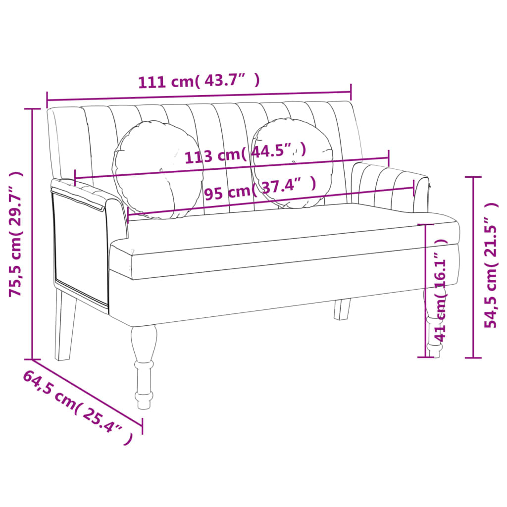 Παγκάκι 113 x 64,5 x 75,5 εκ. Λινό με Μαξιλάρια 8