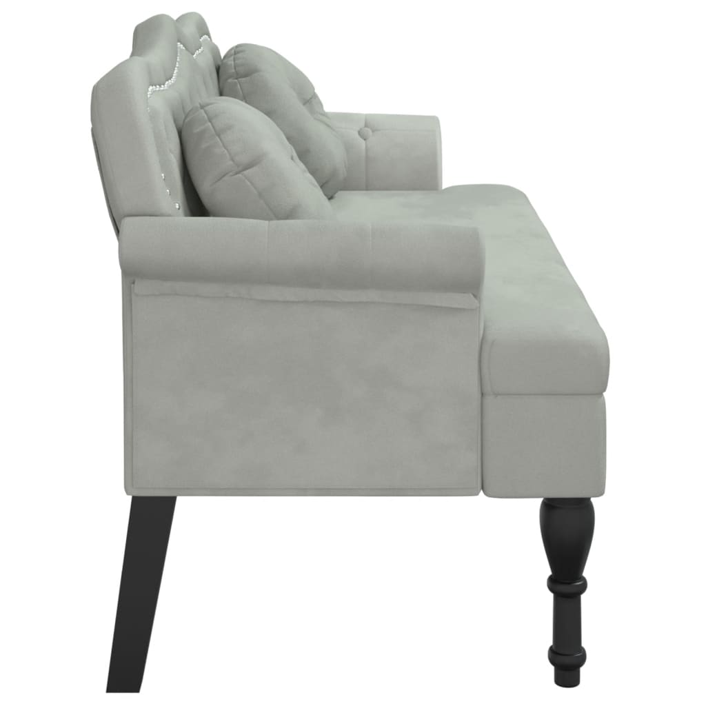 Παγκάκι με Μαξιλάρια Ανοιχτό Γκρι 120,5 x 65 x 75 εκ. Βελούδινο 4