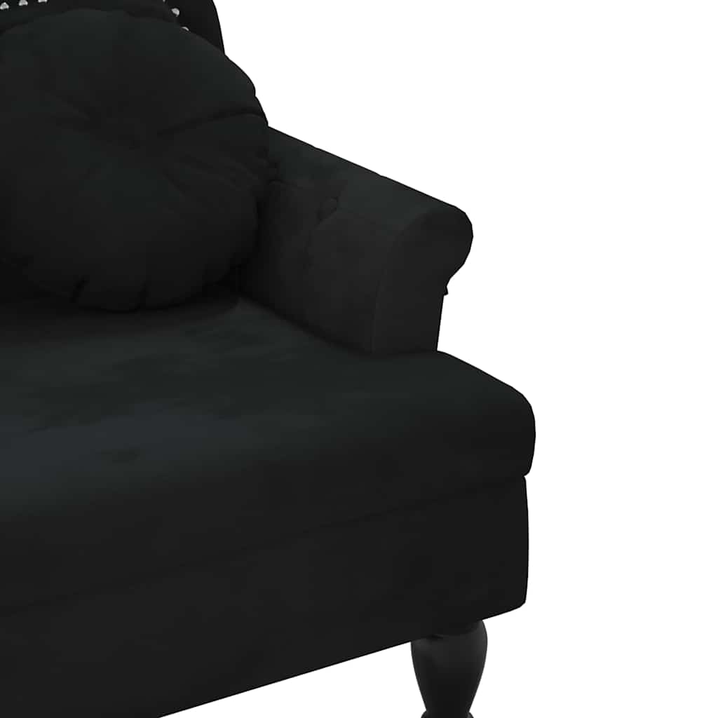 Παγκάκι Μαύρο 120,5 x 65 x 75 εκ. Βελούδινο με Μαξιλάρια 6