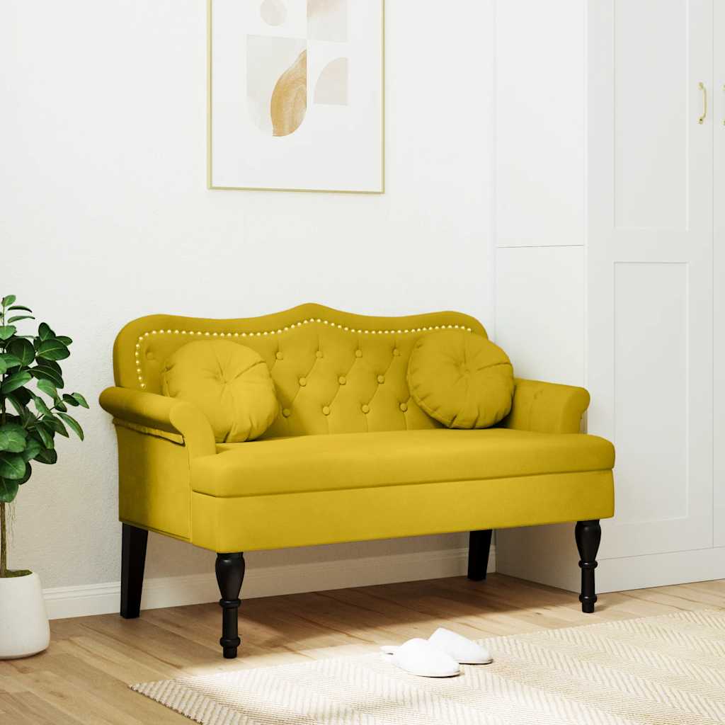 Παγκάκι με Μαξιλάρια Κίτρινο 120,5 x 65 x 75 εκ. Βελούδινο 1