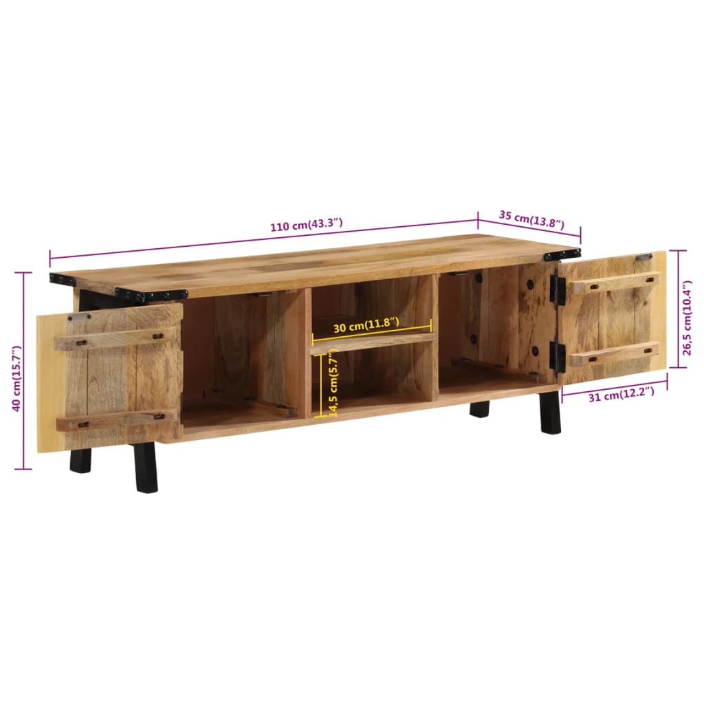 Έπιπλο Τηλεόρασης 110 x 35 x 40 εκ. από Μασίφ Ξύλο Μάνγκο 9