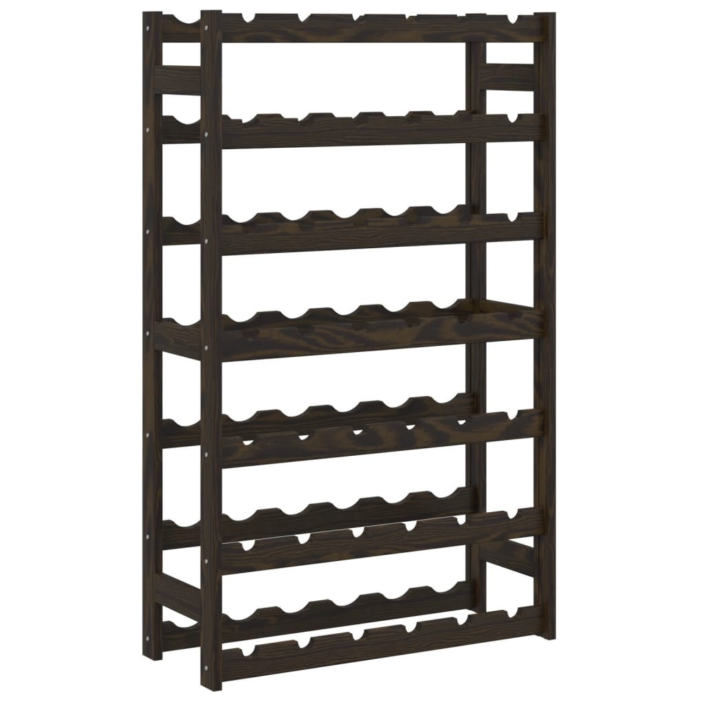 Ραφιέρα Κρασιών για 42 Μπουκάλια Μαύρο από Μασίφ Ξύλο Πεύκου 2