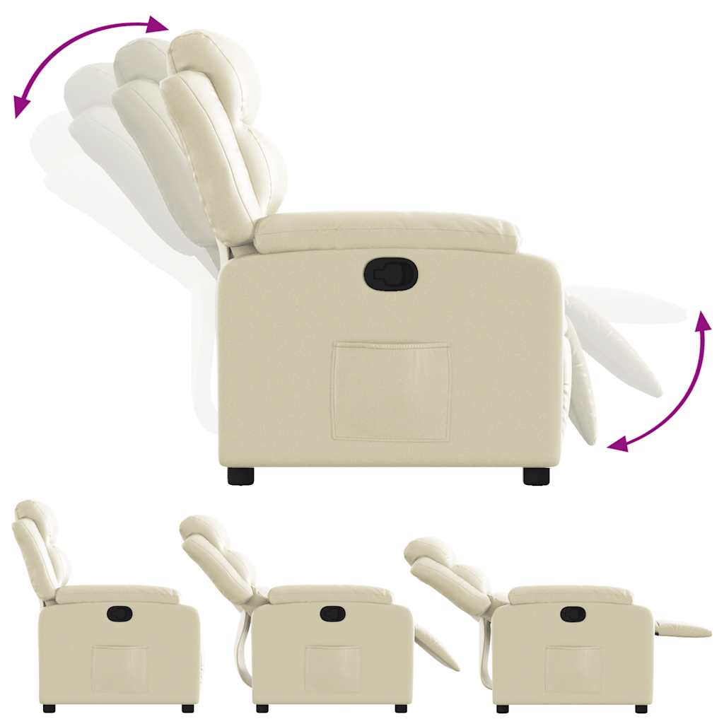Πολυθρόνα Ανακλινόμενη Κρεμ από Συνθετικό Δέρμα 4