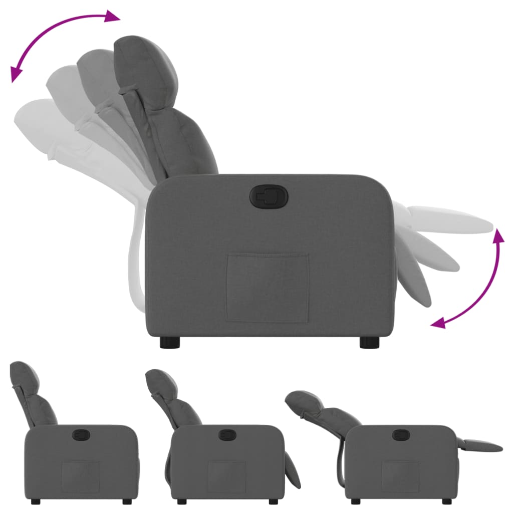 Πολυθρόνα Ανακλινόμενη Σκούρο Γκρι Υφασμάτινη 4