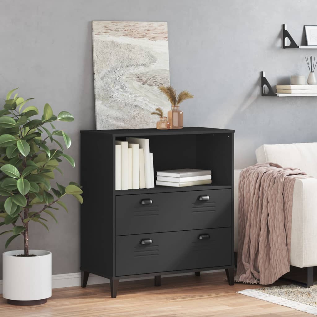 Βιβλιοθήκη VIKEN Μαύρη 80x40x90 εκ. από Επεξεργασμένο Ξύλο 3