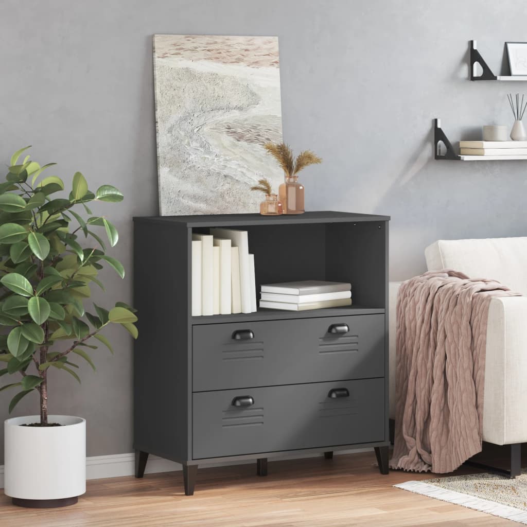 Βιβλιοθήκη VIKEN Ανθρακί Γκρι 80x40x90 εκ. από Επεξεργ. Ξύλο 3