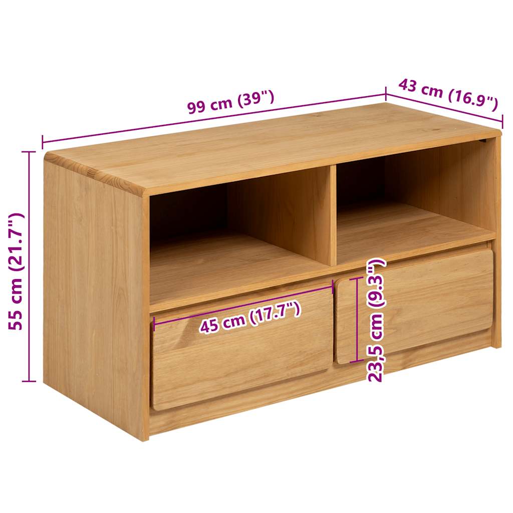 Έπιπλο Τηλεόρασης SAUDA Χρώμα Δρυός 99x43x55 εκ. Μασίφ Πεύκο 8