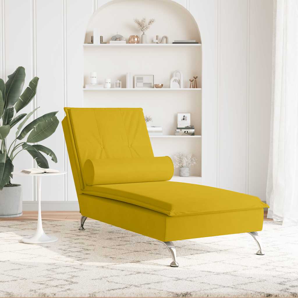 Ανάκλιντρο Κίτρινο Βελούδινο με Μαξιλάρι Βελούδινο 3