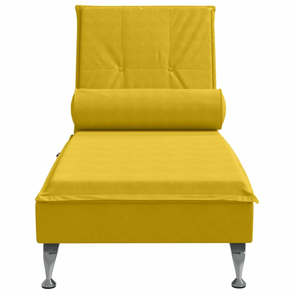 Ανάκλιντρο Κίτρινο Βελούδινο με Μαξιλάρι Βελούδινο 4