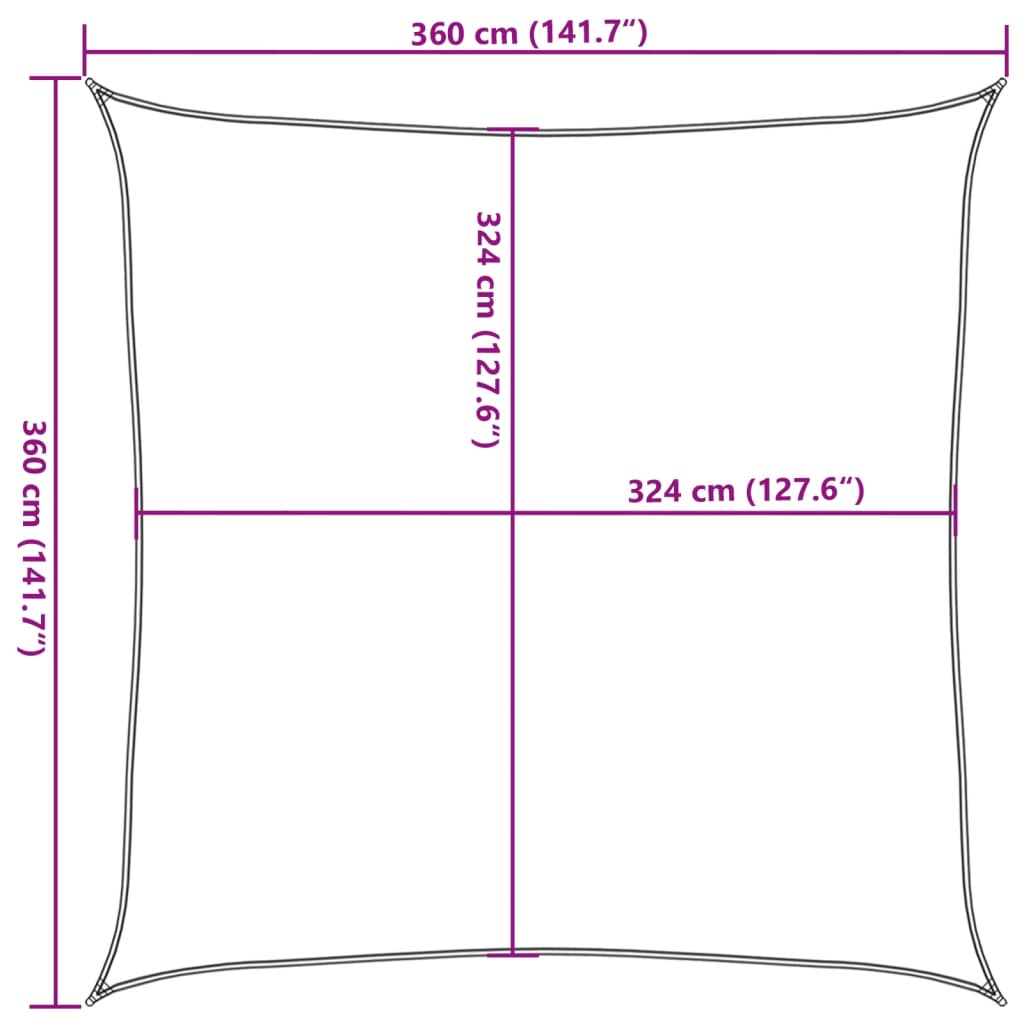 Πανί Σκίασης Τετράγωνο Αν. Γκρι 3,6x3,6 μ. από HDPE 160 γρ./μ² 10