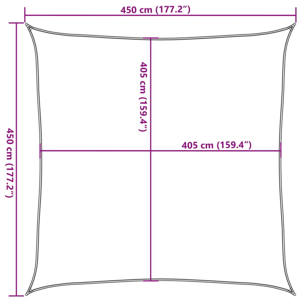 Πανί Σκίασης Τετράγωνο Αν. Γκρι 4,5x4,5 μ. από HDPE 160 γρ./μ² 10