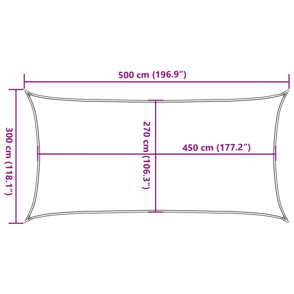 Πανί Σκίασης Ορθογώνιο Ανοιχτό Γκρι 3x5 μ. HDPE 160 γρ./μ² 10