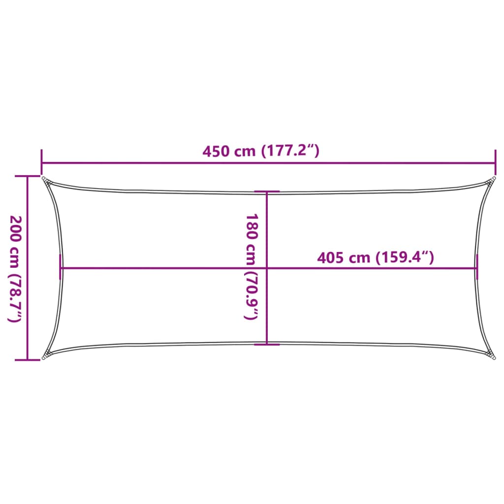 Πανί Σκίασης Ορθογώνιο Άμμου 2x4,5 μ. HDPE 160 γρ./μ² 10