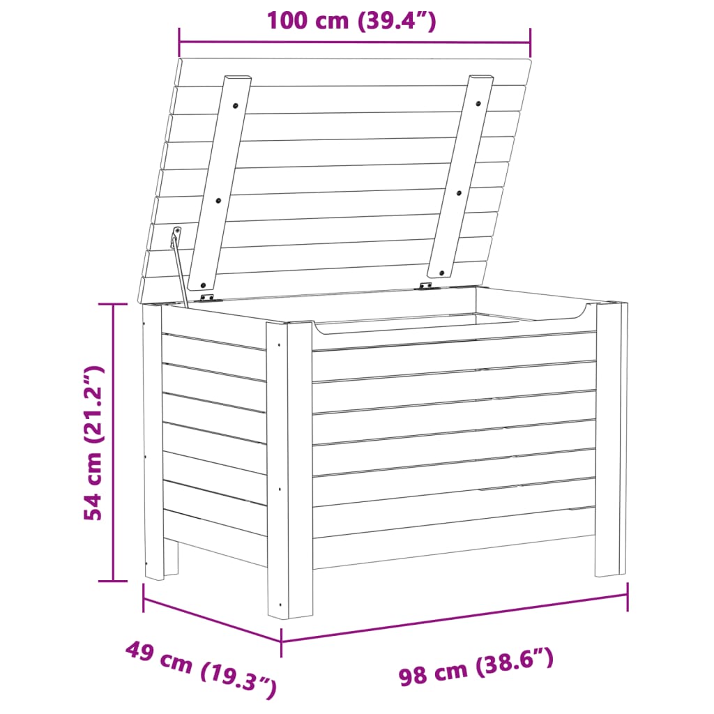 Κουτί Αποθήκευσης με Καπάκι RANA Λευκό 100x49x54εκ. Μασίφ Πεύκο 9