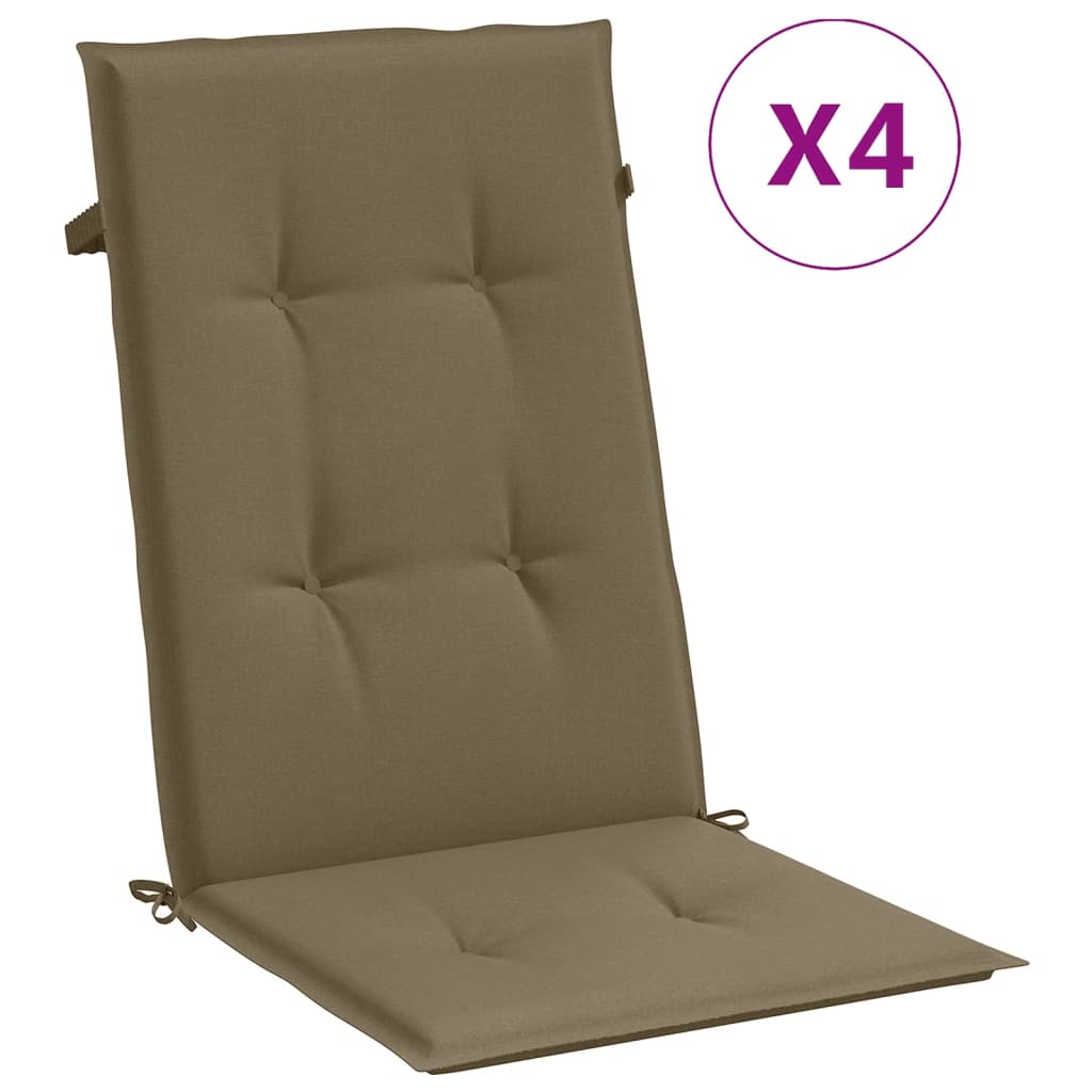 Μαξιλάρια Καρέκλας Κήπου Πλάτη 4τεμ Taupe 120x50x4 εκ. Ύφασμα 2