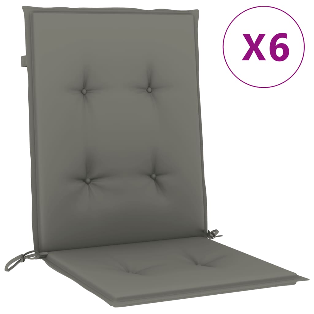 Μαξιλάρια Καρέκλας με Πλάτη 6 τεμ. Σκ. Γκρι 120x50x4 εκ. Ύφασμα 2