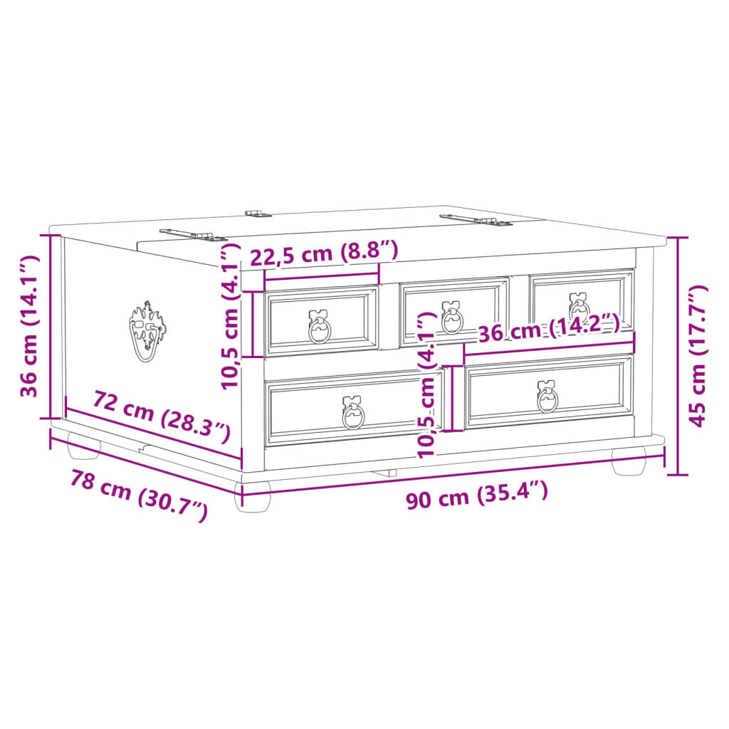 Κουτί Αποθήκευσης Corona 90 x 78 x 45 εκ. από Μασίφ Ξύλο Πεύκου 11
