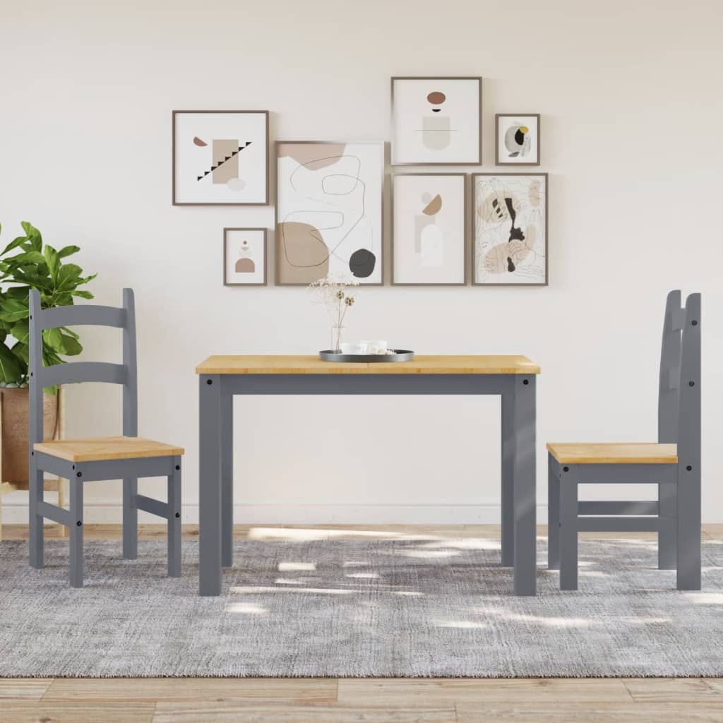 Καρέκλες Τραπεζαρίας 2 τεμ. Γκρι 40x46x99 εκ. Μασίφ Ξύλο Πεύκου 3