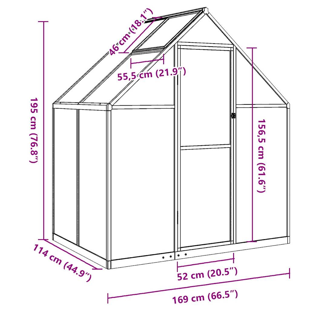 Θερμοκήπιο με Πλαίσιο Βάσης Πράσινο 169x114x195 εκ. Αλουμίνιο 10