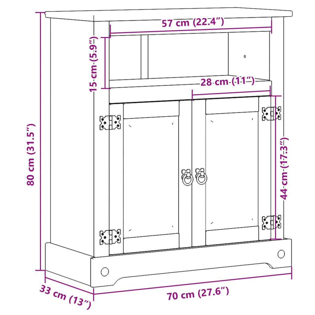 Ντουλάπι Μπάνιου Corona 70x33x80 εκ. από Μασίφ Ξύλο Πεύκου 10