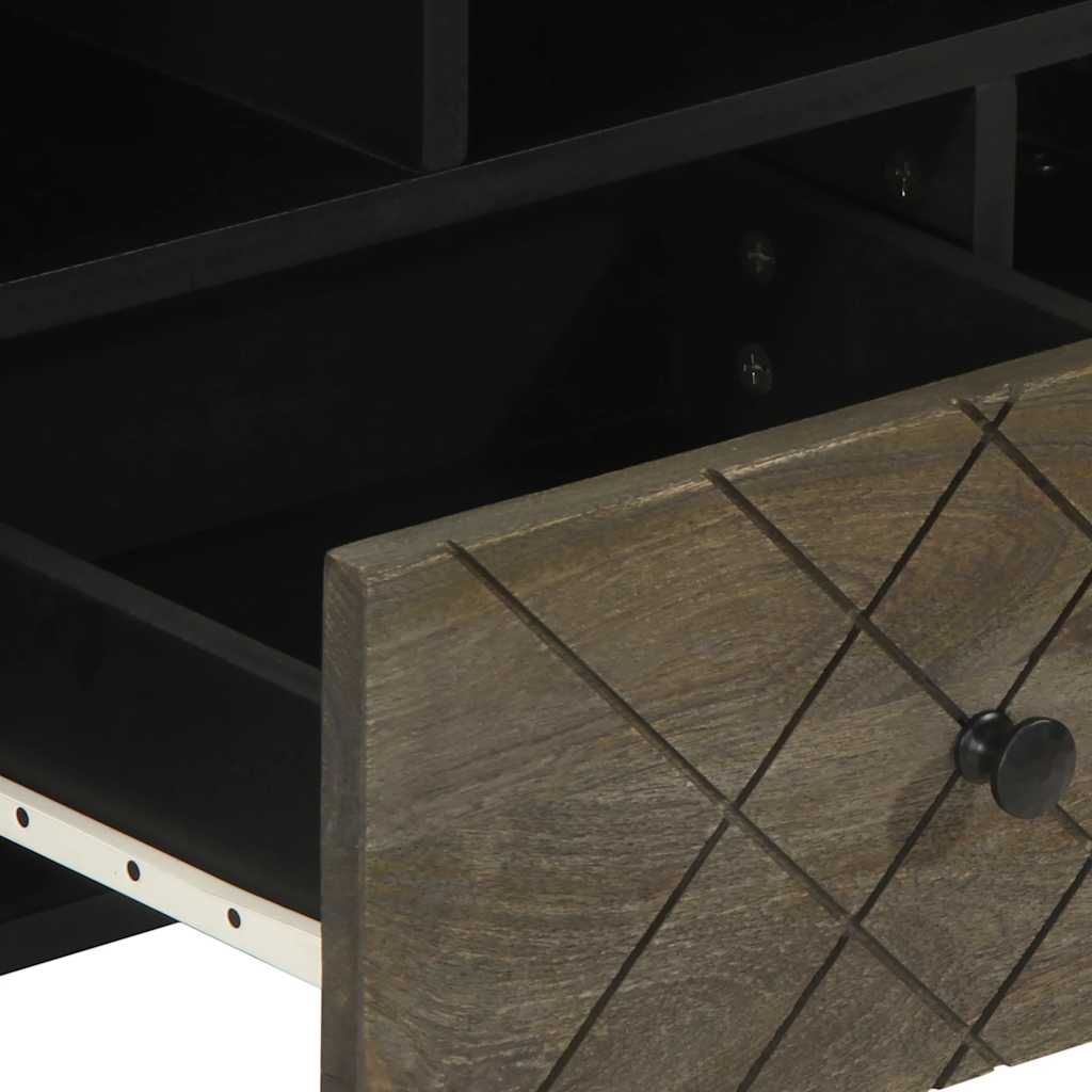 Έπιπλο Τηλεόρασης Μαύρο 100 x 33 x 46 εκ. από Μασίφ Ξύλο Μάνγκο 7