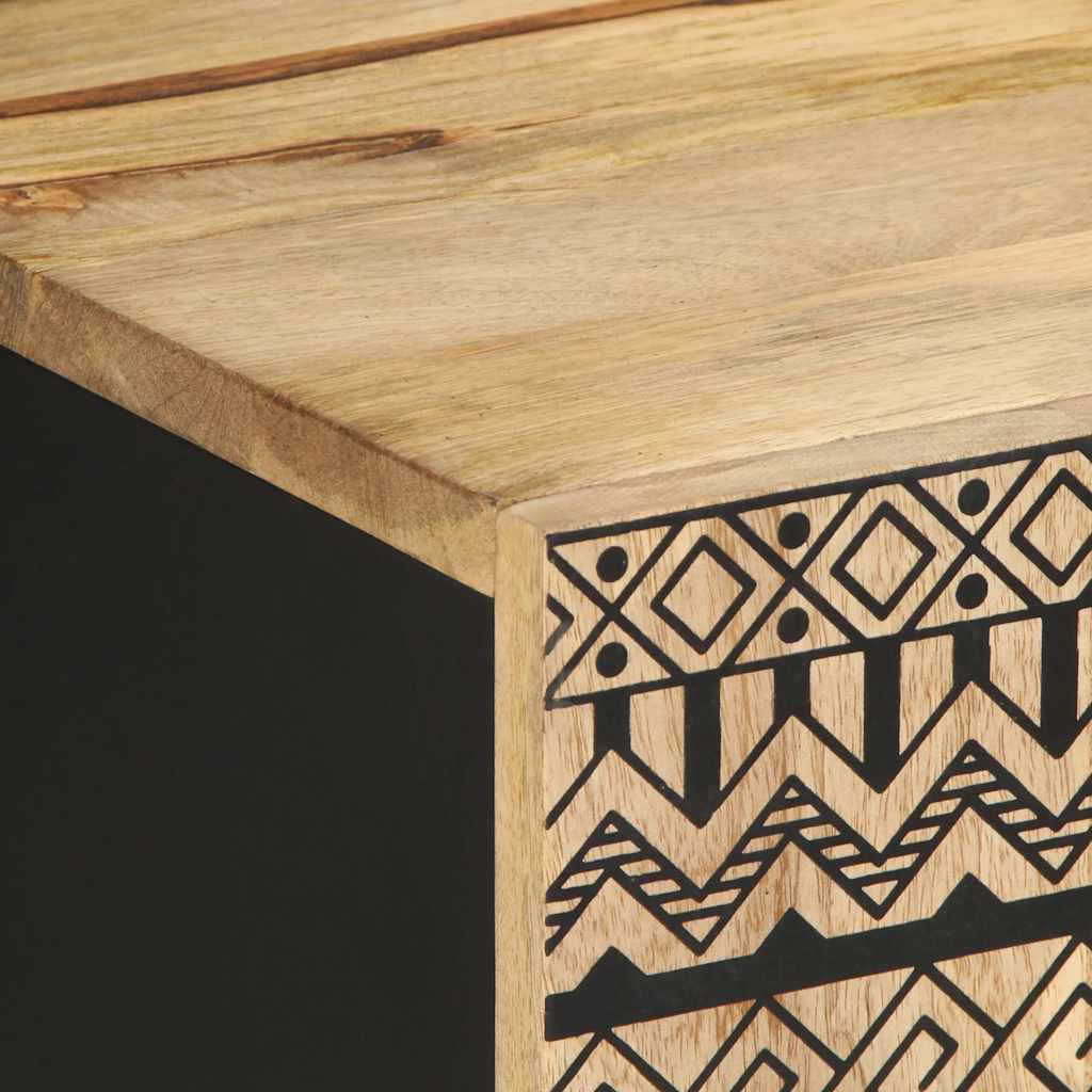 Έπιπλο Τηλεόρασης Μαύρο Ακατέργαστο Μασίφ Ξύλο Μάνγκο 6