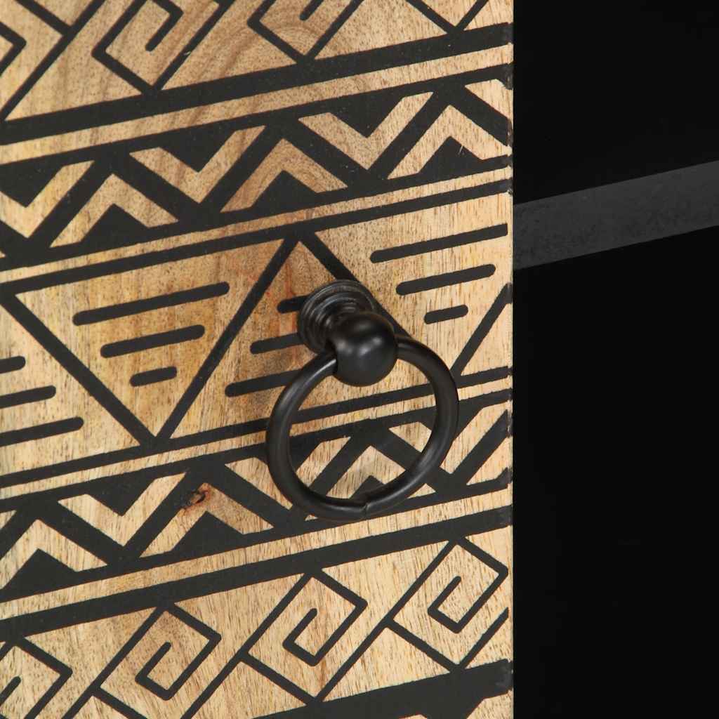 Έπιπλο Τηλεόρασης Μαύρο Ακατέργαστο Μασίφ Ξύλο Μάνγκο 7