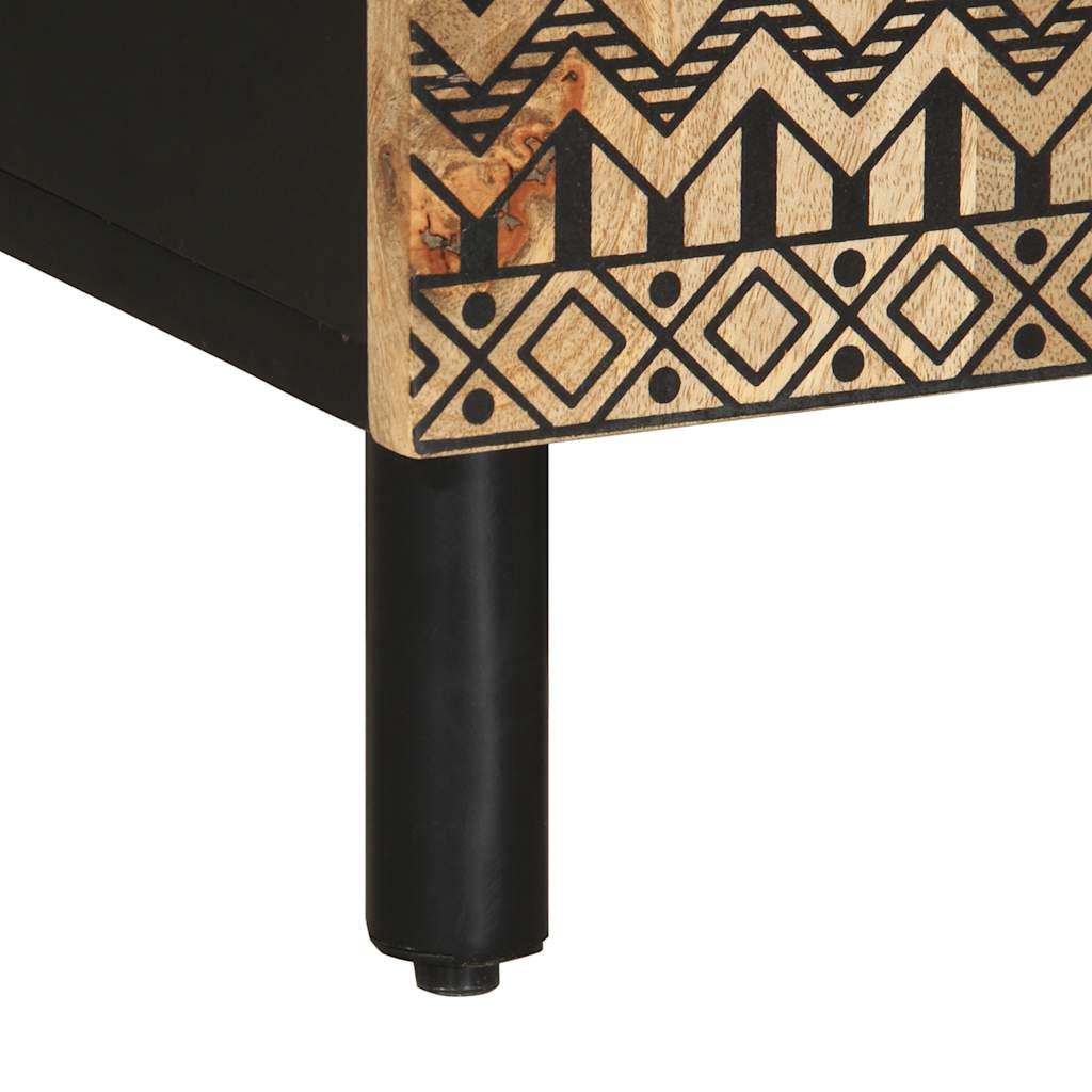 Έπιπλο Τηλεόρασης Μαύρο Ακατέργαστο Μασίφ Ξύλο Μάνγκο 8