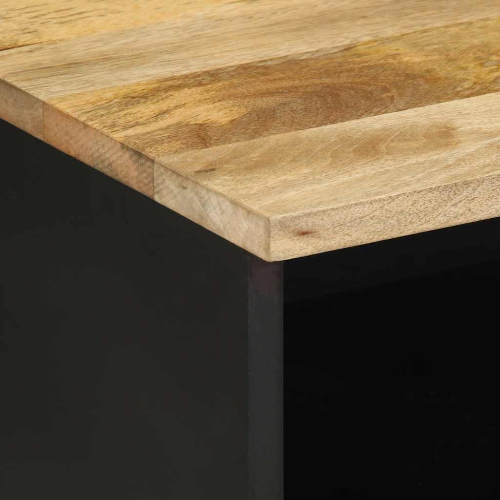 Έπιπλο Τηλεόρασης Μαύρο Ακατέργαστο Μασίφ Ξύλο Μάνγκο 6