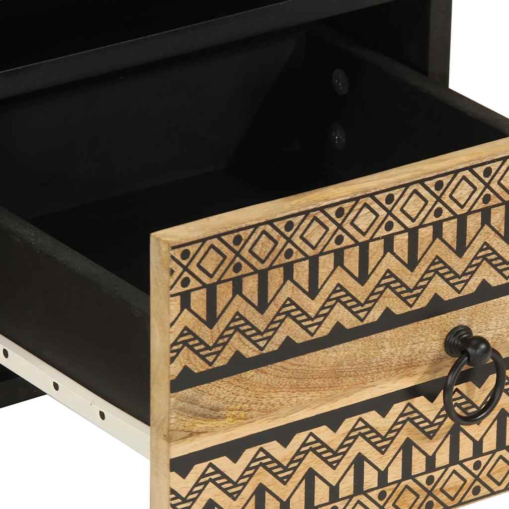 Έπιπλο Τηλεόρασης Μαύρο Ακατέργαστο Μασίφ Ξύλο Μάνγκο 7