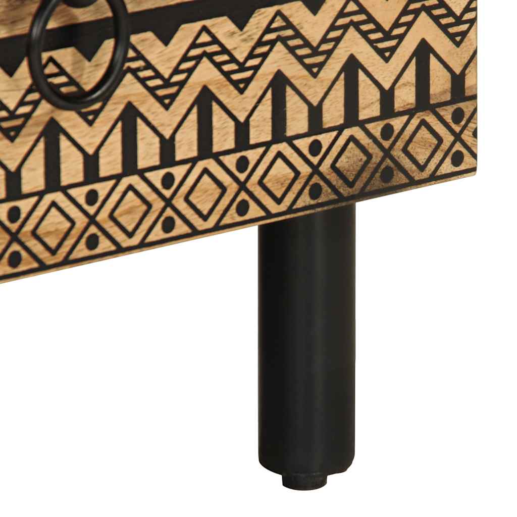 Έπιπλο Τηλεόρασης Μαύρο Ακατέργαστο Μασίφ Ξύλο Μάνγκο 8