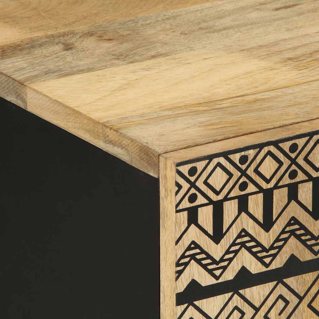 Έπιπλο Τηλεόρασης Μαύρο Ακατέργαστο Μασίφ Ξύλο Μάνγκο 6