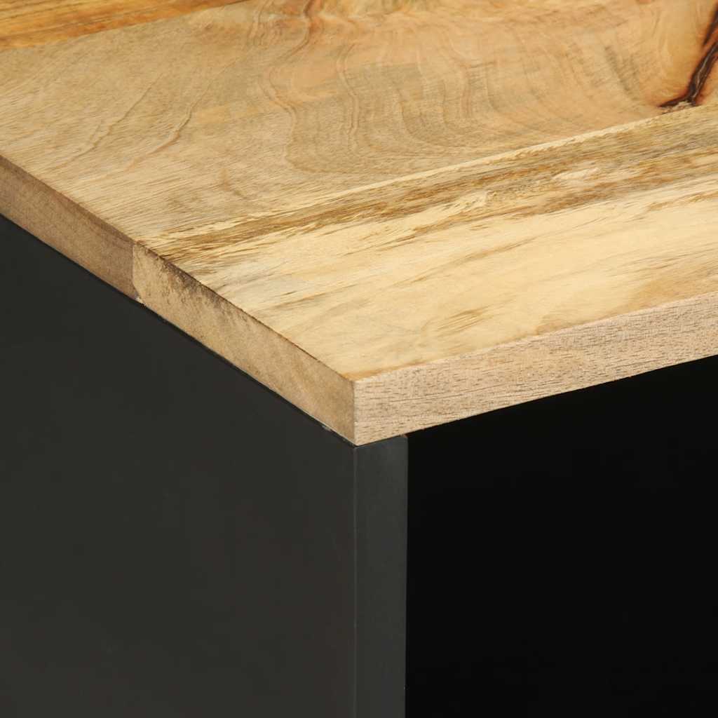 Έπιπλο Τηλεόρασης Μαύρο Ακατέργαστο Μασίφ Ξύλο Μάνγκο 7