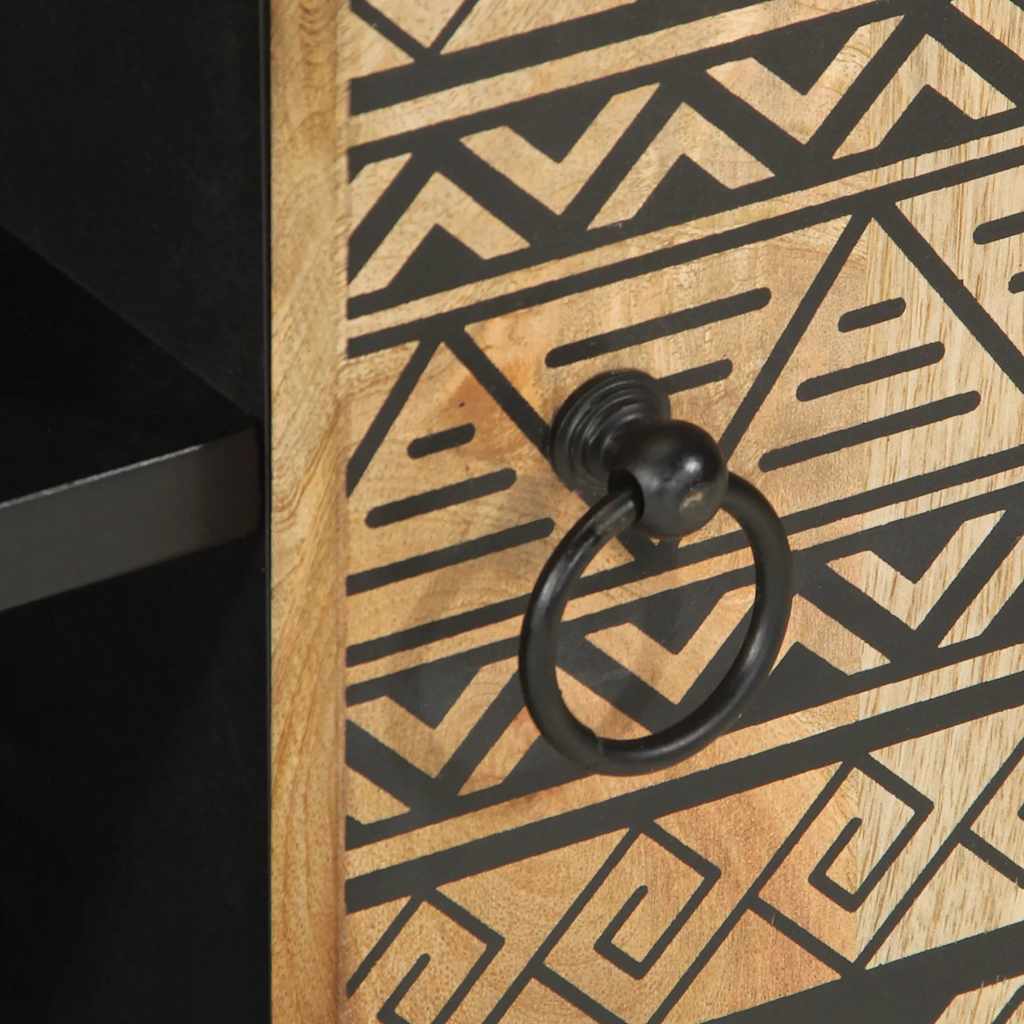 Έπιπλο Τηλεόρασης Μαύρο Ακατέργαστο Μασίφ Ξύλο Μάνγκο 8